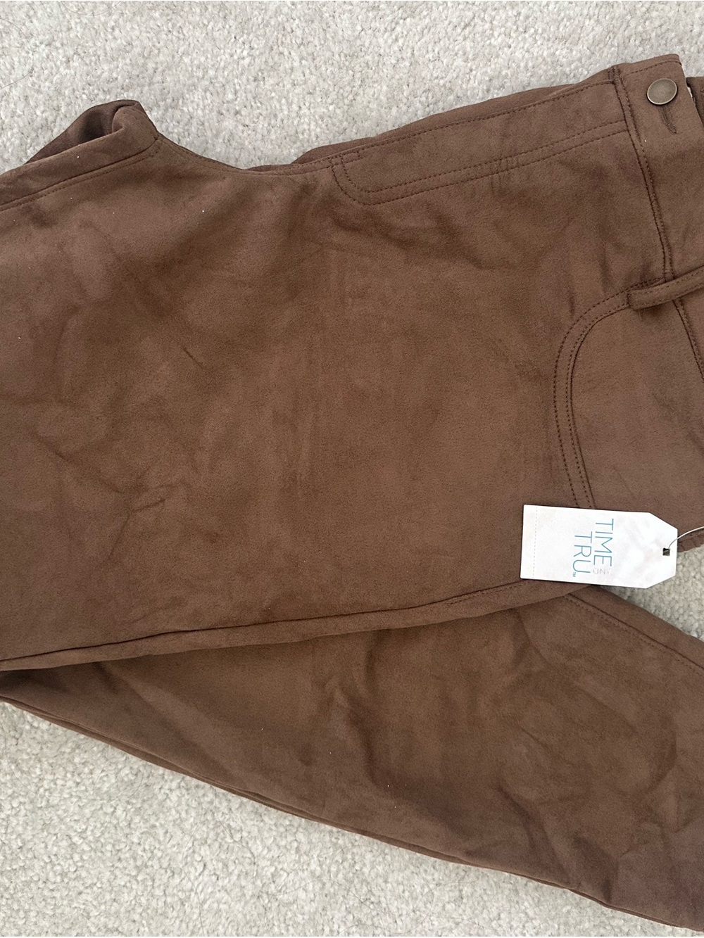 Time and Tru Brown faux suede Ponte-Style Leggings
